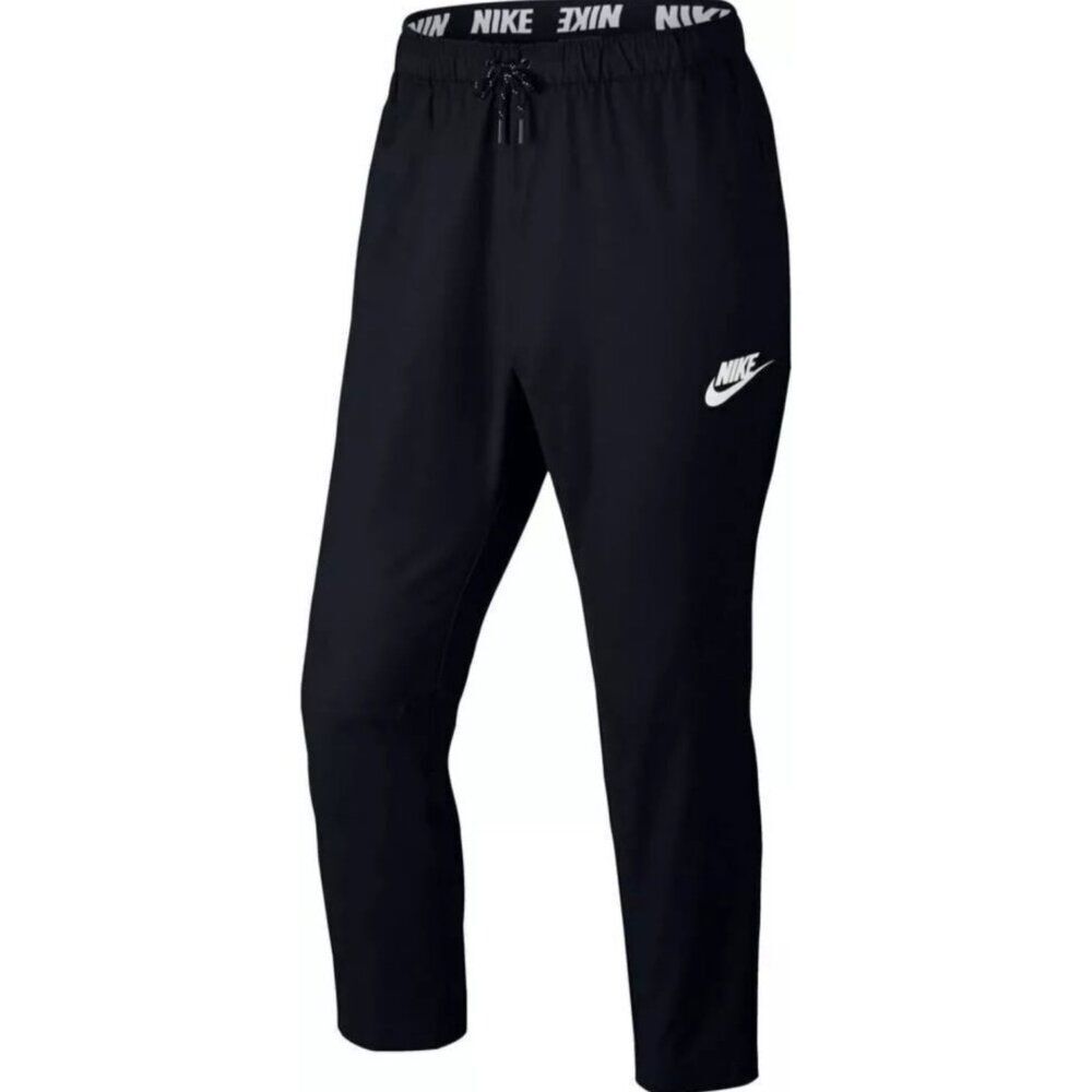 NIKE AV15 Woven Pants Just Do It Jogger Pant Swoosh Logo Drawstring Black Sz XXL